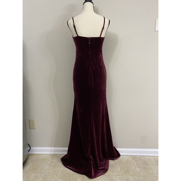 Lulus Everything I Do Wine Velvet Cowl Neck Mermaid Maxi Dress NWOT Size S Small - Picture 10 of 10